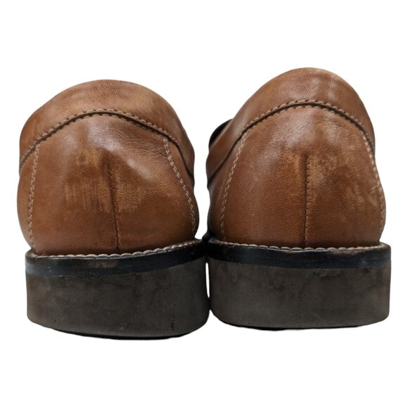 Tan Brown Leather Slip-On Penny Loafers - Picture 10 of 13